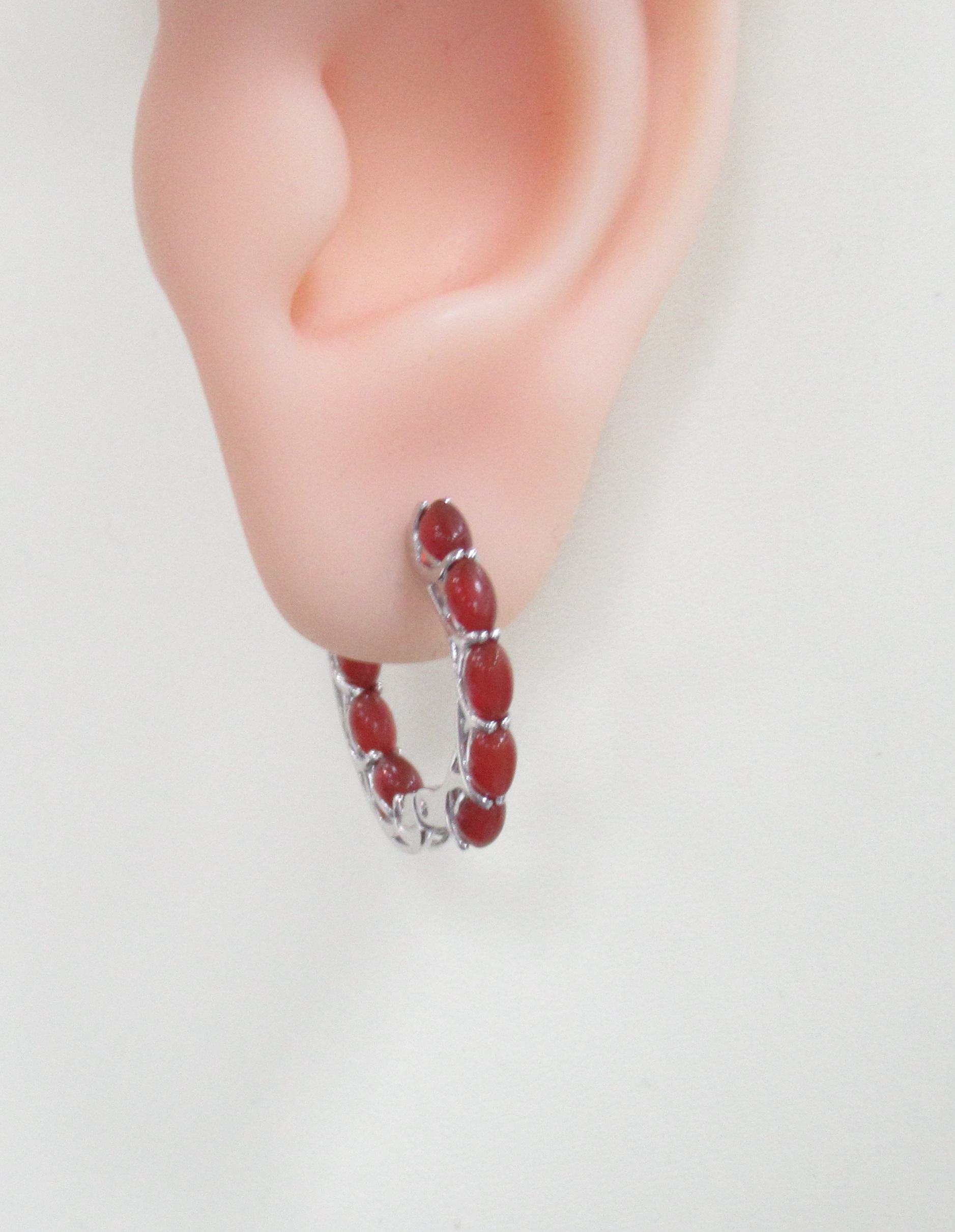 Серебряные серьги 925 пробы; вставки 16 Сердолик;
